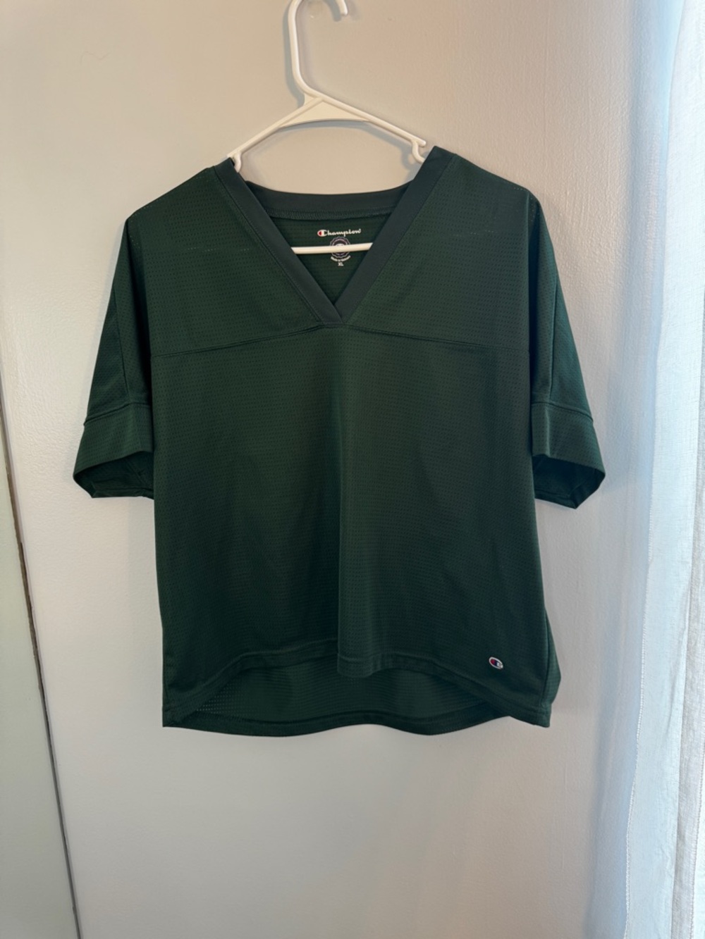 Champion Forest Green Mesh V-Neck Cropped Jersey